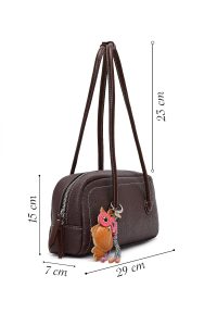 کیف زنانه قهوه‌ای با اکسسوری دری مد