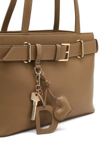 کیف زنانه قهوه‌ای بلند با اکسسوری دری مد