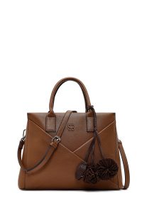 کیف زنانه قهوه‌ای بلند با اکسسوری دری مد