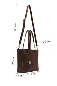 کیف زنانه قهوه‌ای بلند بنددار دری مد