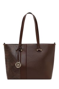 کیف زنانه قهوه‌ای بلند بنددار دری مد