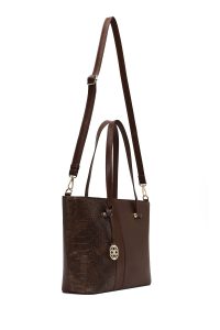 کیف زنانه قهوه‌ای بلند بنددار دری مد