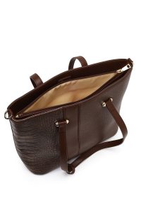 کیف زنانه قهوه‌ای بلند بنددار دری مد