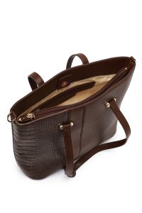 کیف زنانه قهوه‌ای بلند بنددار دری مد