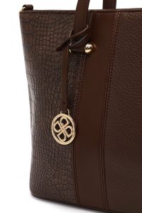 کیف زنانه قهوه‌ای بلند بنددار دری مد