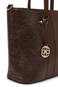 کیف زنانه قهوه‌ای بلند بنددار دری مد