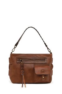 کیف زنانه قهوه‌ای بلند بنددار دری مد