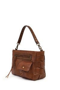 کیف زنانه قهوه‌ای بلند بنددار دری مد