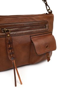 کیف زنانه قهوه‌ای بلند بنددار دری مد