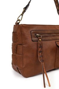 کیف زنانه قهوه‌ای بلند بنددار دری مد