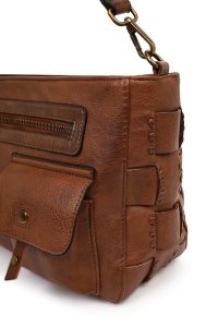 کیف زنانه قهوه‌ای بلند بنددار دری مد