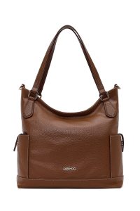 کیف زنانه قهوه‌ای بلند بنددار دری مد