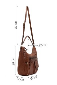 کیف زنانه قهوه‌ای بلند بنددار دری مد
