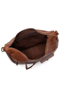 کیف زنانه قهوه‌ای بلند بنددار دری مد