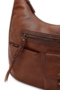 کیف زنانه قهوه‌ای بلند بنددار دری مد