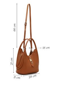 کیف زنانه قهوه‌ای بلند بنددار دری مد