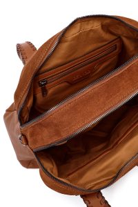 کیف زنانه قهوه‌ای بلند بنددار دری مد