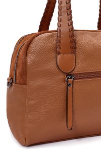 کیف زنانه قهوه‌ای بلند بنددار دری مد