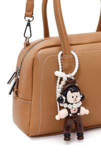 کیف زنانه قهوه‌ای بلند بنددار مینی دری مد