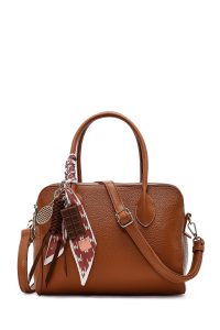 کیف زنانه قهوه‌ای بلند سنگی کلاسیک دری مد