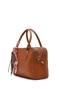 کیف زنانه قهوه‌ای بلند سنگی کلاسیک دری مد