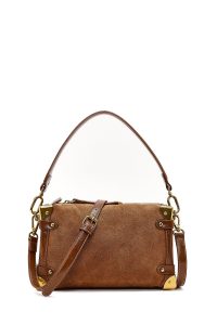 کیف زنانه قهوه‌ای بلند سوئیت چرمی مینی دری مد