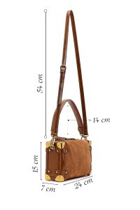 کیف زنانه قهوه‌ای بلند سوئیت چرمی مینی دری مد