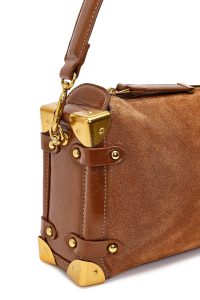 کیف زنانه قهوه‌ای بلند سوئیت چرمی مینی دری مد