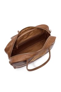 کیف زنانه قهوه‌ای بلند طرح‌دار دری مد