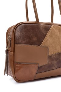 کیف زنانه قهوه‌ای بلند طرح‌دار دری مد