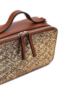 کیف زنانه قهوه‌ای بلند طرح‌دار دری مد