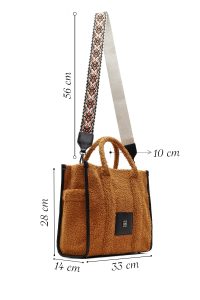 کیف زنانه قهوه‌ای بلند پشمی دری مد