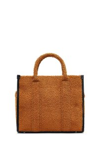 کیف زنانه قهوه‌ای بلند پشمی دری مد