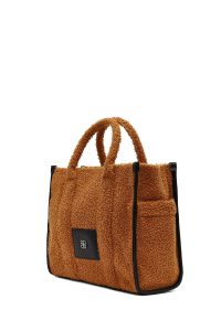 کیف زنانه قهوه‌ای بلند پشمی دری مد