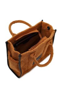 کیف زنانه قهوه‌ای بلند پشمی دری مد