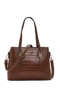 کیف زنانه قهوه‌ای بلند کروکو دری مد