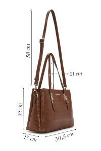 کیف زنانه قهوه‌ای بلند کروکو دری مد