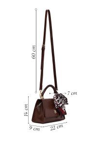 کیف زنانه قهوه‌ای بلند کروکو طرح‌دار کلاسیک دری مد