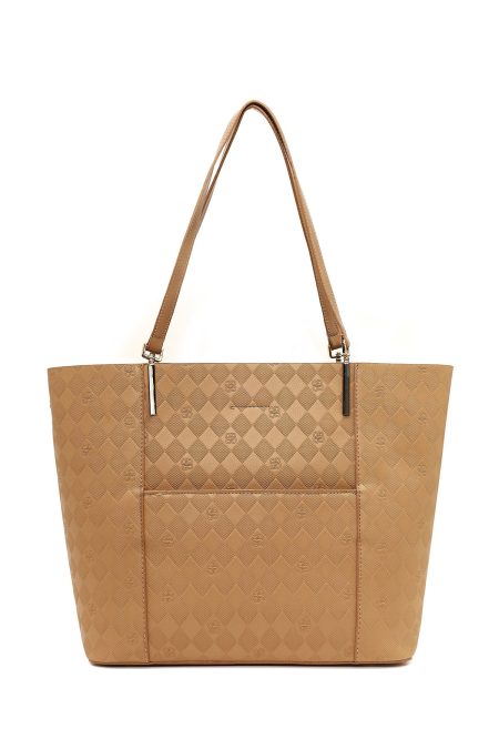 کیف زنانه قهوه‌ای طرح‌دار دری مد