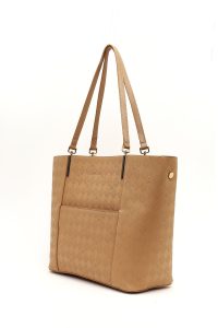 کیف زنانه قهوه‌ای طرح‌دار دری مد