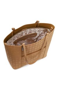 کیف زنانه قهوه‌ای طرح‌دار دری مد