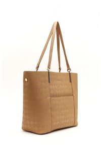 کیف زنانه قهوه‌ای طرح‌دار دری مد