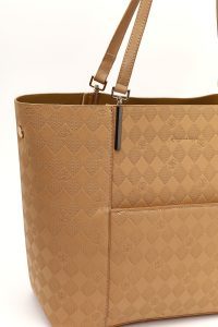 کیف زنانه قهوه‌ای طرح‌دار دری مد