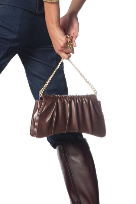 کیف زنانه قهوه‌ای کلاسیک بند زنجیری دری مد