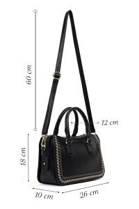 کیف زنانه مشکی بلند با جزئیات بافت دری مد