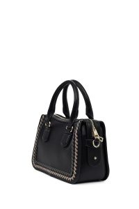 کیف زنانه مشکی بلند با جزئیات بافت دری مد