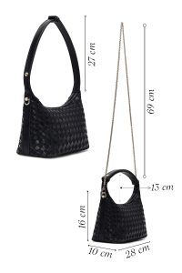 کیف زنانه مشکی بلند بافت مینی دری مد