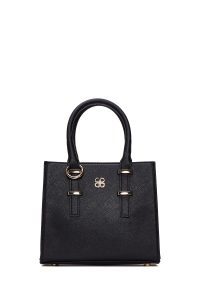 کیف زنانه مشکی بلند بنددار با اکسسوری دری مد