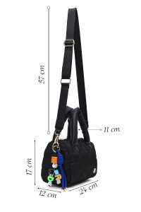 کیف زنانه مشکی بلند بنددار پارچه‌ای دری مد