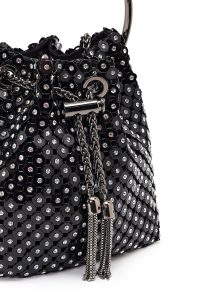 کیف زنانه مشکی بلند زنجیری سنگی مینی مراسم دری مد